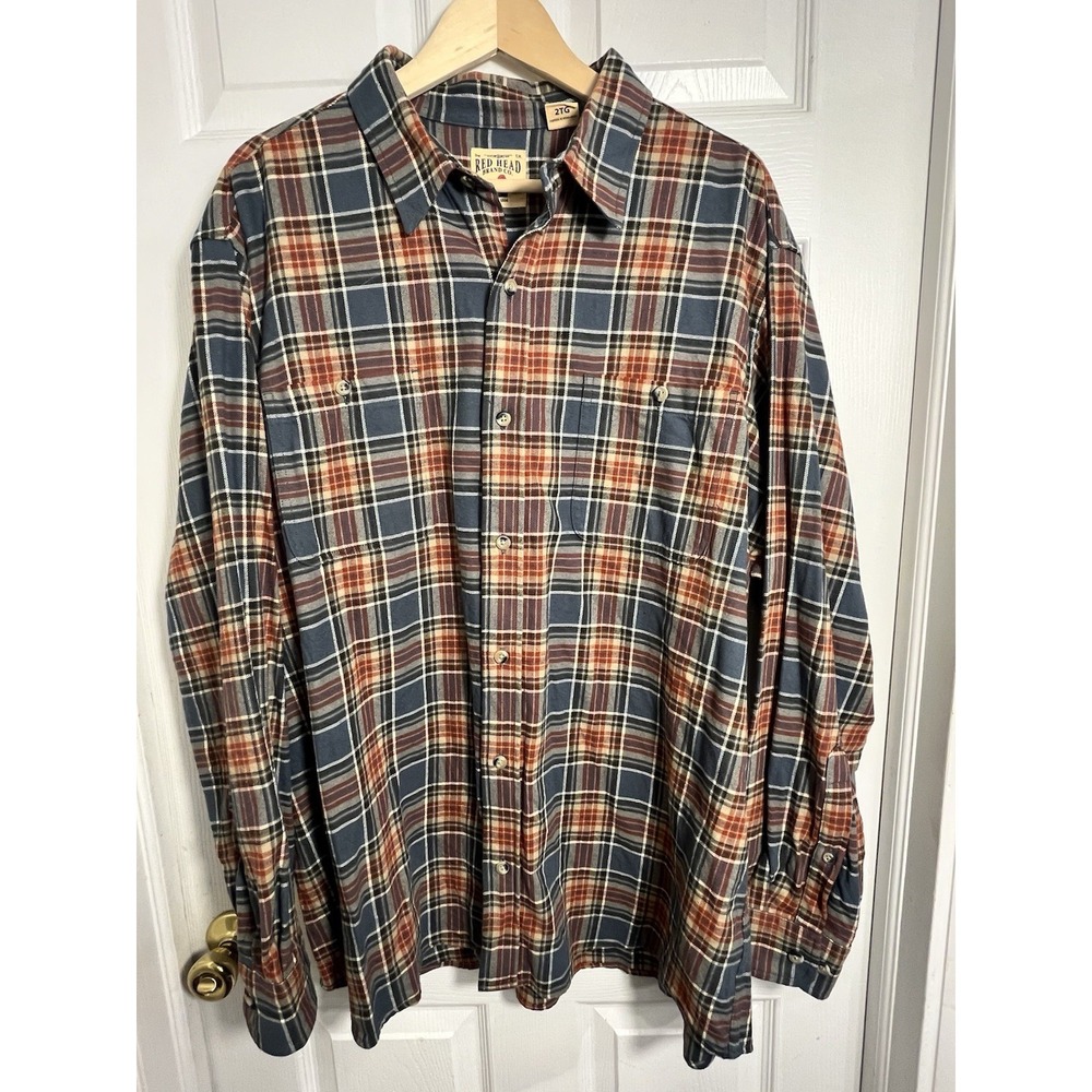 Red Head Brand Co Men's 2XL Plaid Flannel Shirt 100% Cotton Long Sleeve Workwear